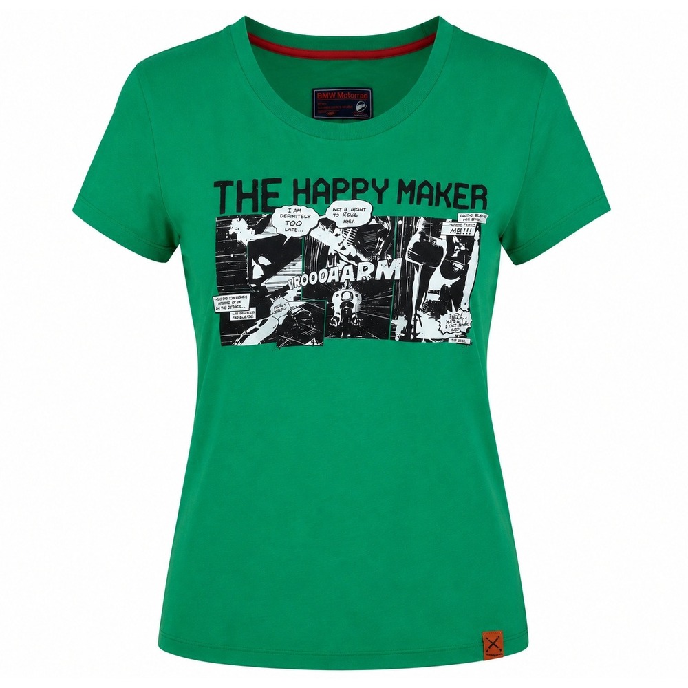 BMW Motorrad The Happy Maker Green Graphic Tee Shirt Womens Large Comic Print